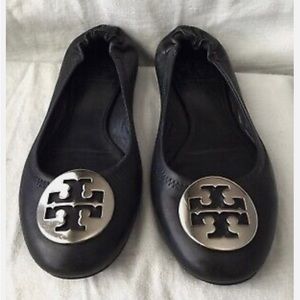 Tory Burch flats black&silver, size 11, worn a few times ,